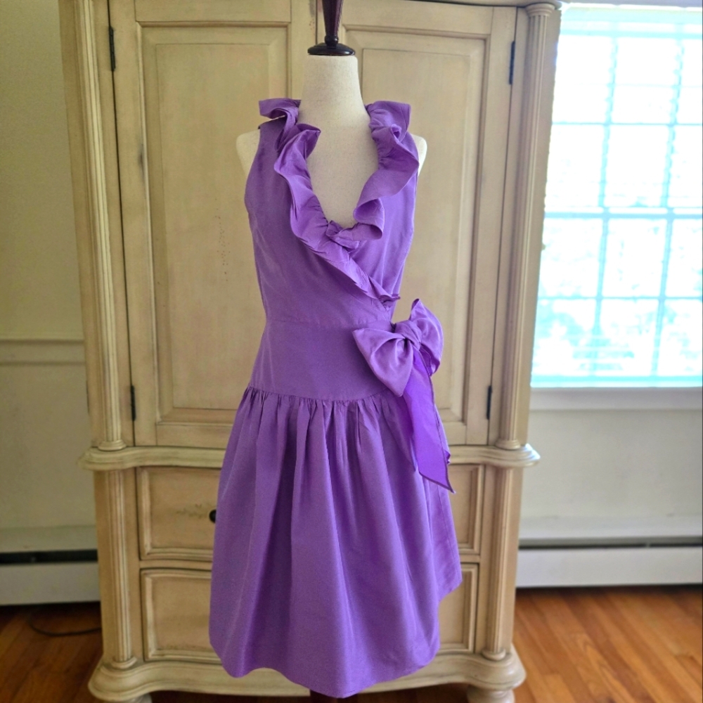 Sara Campbell Purple Ruffle Wrap Dress